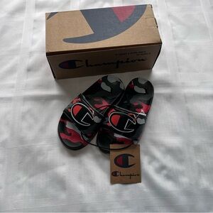 ***NWT***Champion Youth Camo Slide Sandals - Black and Red